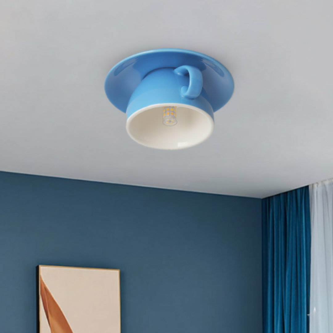 Ceramic ceiling lamp with a modern coffee cup design | LED