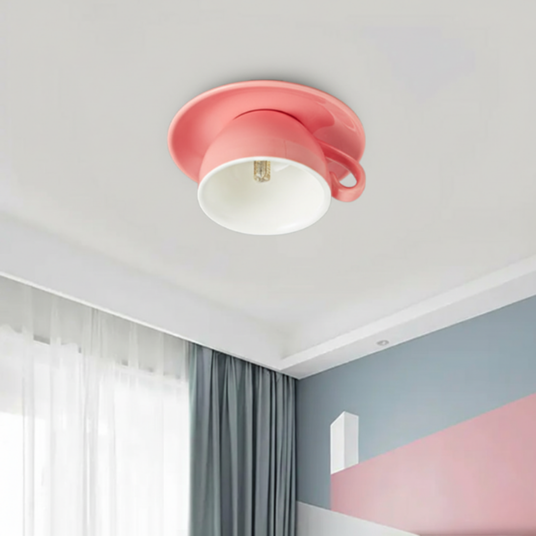 Ceramic ceiling lamp with a modern coffee cup design | LED