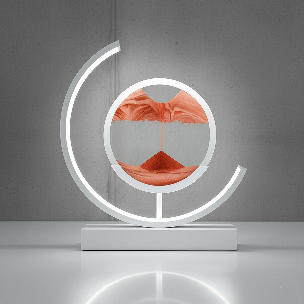 Nowoczesna lampa stołowa LED z piaskiem 3D na baterie | Szkło