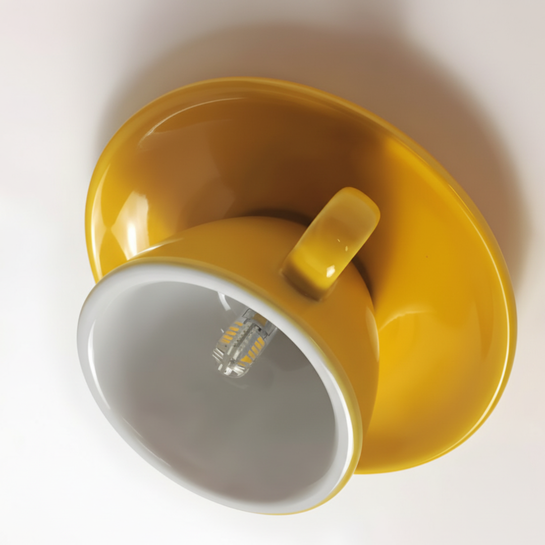 Ceramic ceiling lamp with a modern coffee cup design | LED