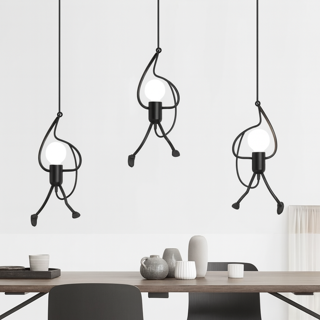 Nowoczesna lampa wisząca LED Iron Man w stylu retro | Czarna