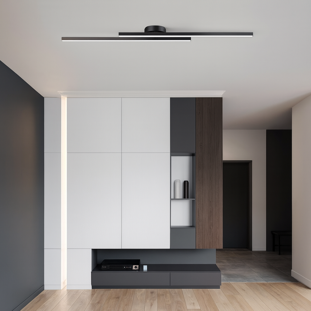 Nowoczesna wpuszczana lampa sufitowa LED w kształcie długiej linii | Czarna