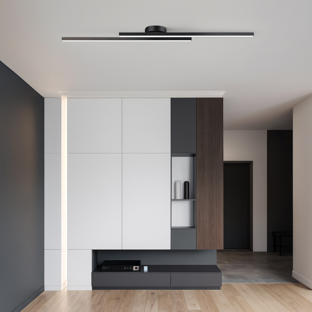 Nowoczesna wpuszczana lampa sufitowa LED w kształcie długiej linii | Czarna