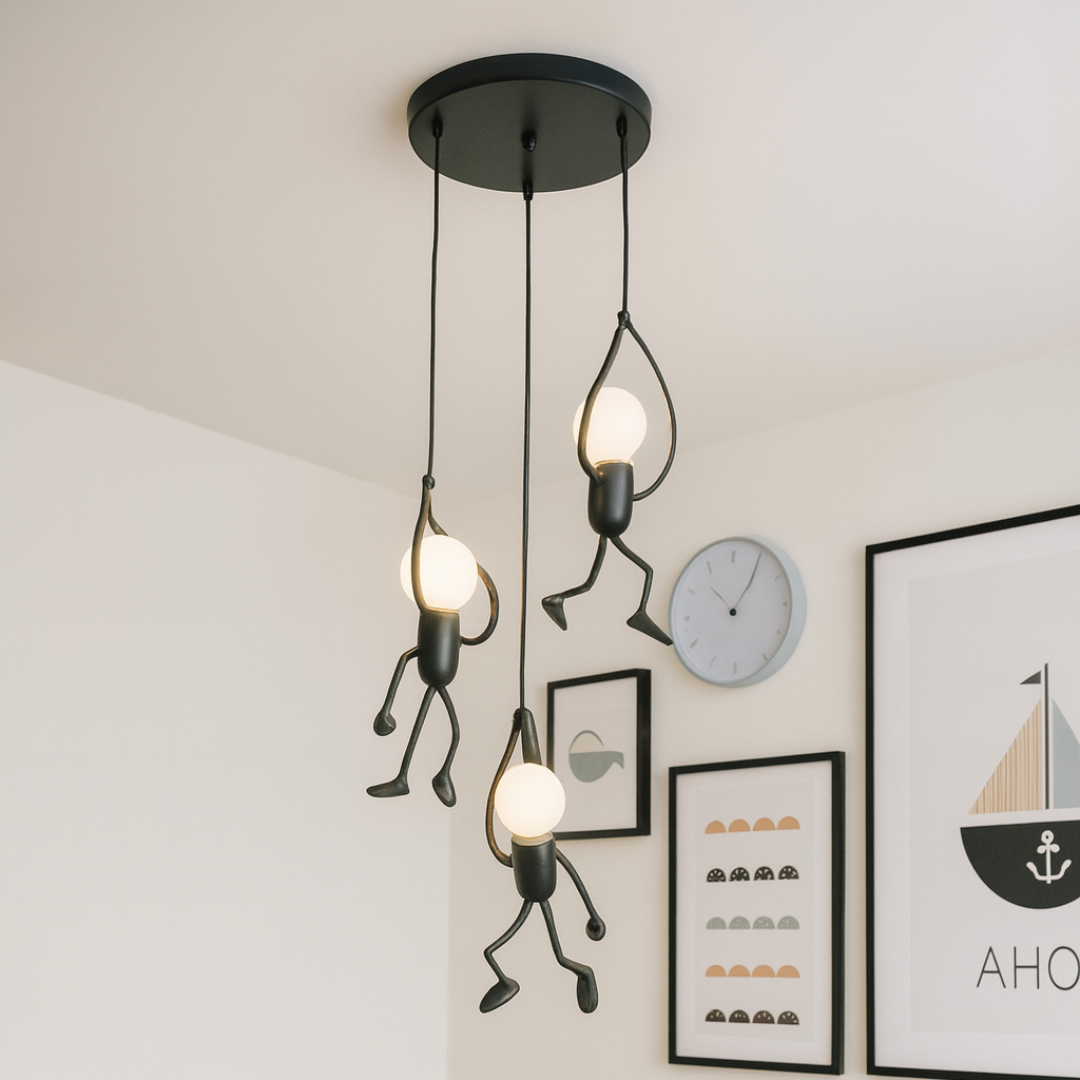 Nowoczesna lampa wisząca LED Iron Man w stylu retro | Czarna