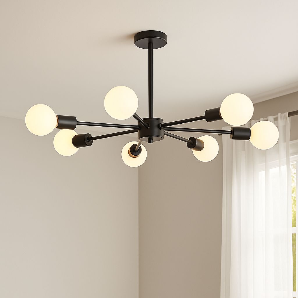 Nowoczesna lampa sufitowa Sputnik z 8 źródłami światła | Półfluorescencyjna