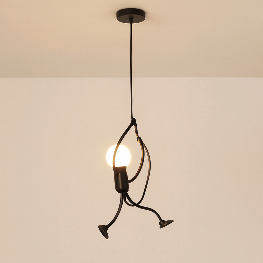 Nowoczesna lampa wisząca LED Iron Man w stylu retro | Czarna