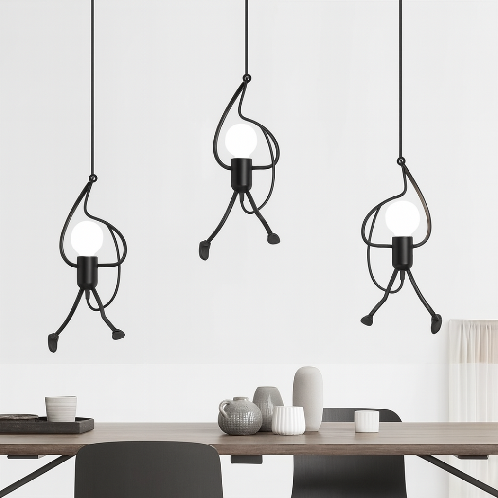 Nowoczesna lampa wisząca LED Iron Man w stylu retro | Czarna